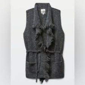 Aritzia Wilfred Free Vest Fei Fei Alpaca Wool Knit Open Fringe Heathered Gray M